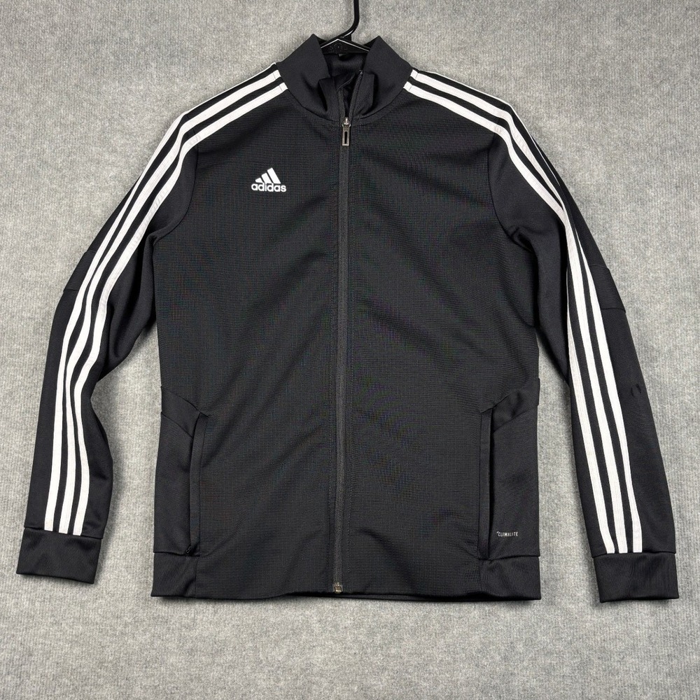 Adidas Climalite Track Jacket Full Zip 3-Stripe Women Size M Black White